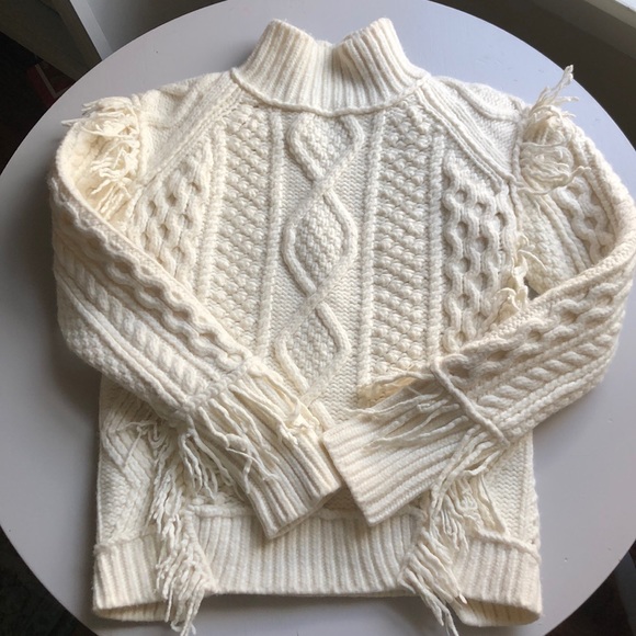 Coach Sweaters - Coach cream wool fringe turtleneck sweater